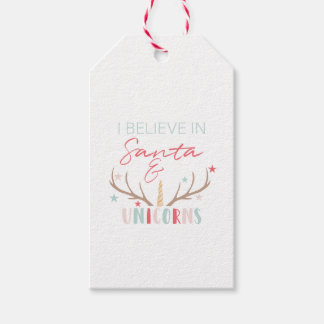 「サンタと信じユニコーンに入ったI In Santa & Unicorns」クリスマスプレゼントラベ ギフトタグ
