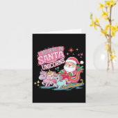 サンタと信じユニコーンXmのクリスマスおもしろいI カード (黄色い花)