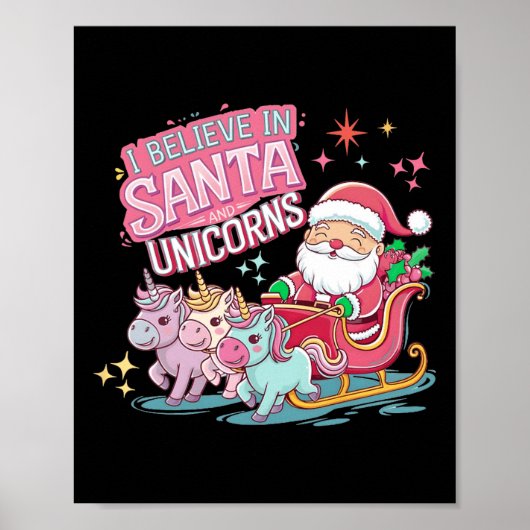 サンタと信じユニコーンXmのクリスマスおもしろいI ポスター (正面)
