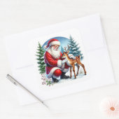 サンタと冬のトナカイ スクエアシール (封筒)