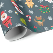 サンタと友人のクリスマスパターン ラッピングペーパー (ロールコーナー)