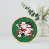 サンタと友人ラウンドクリスマスフラットカード シーズンカード (スタンド正面)