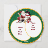 サンタと友人ラウンドクリスマスフラットカード シーズンカード (裏面)