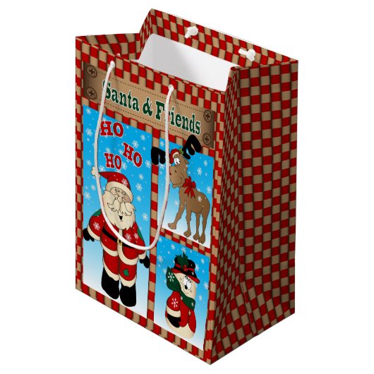 サンタと友人 ミディアムペーパーバッグ (正面アングル)