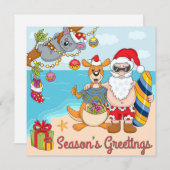 サンタと可愛いカンガルーとコアラ シーズンカード (正面/裏面)