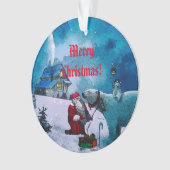 サンタと夜 – クリスマスセラミックオーナメント オーナメント (正面)