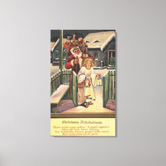 サンタと天使とランタン キャンバスプリント (正面)