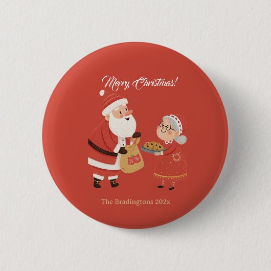 サンタと奥さん メリークリスマス 缶バッジ (正面)