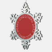 サンタと娘の写真 | レッド スノーフレークピューターオーナメント (右)