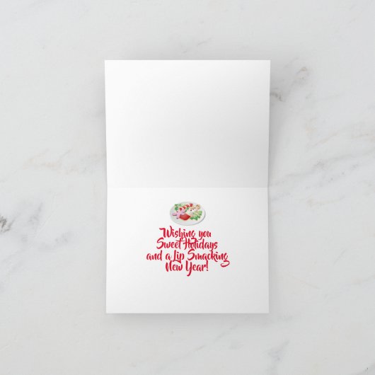 サンタと子供のクッキーを焼くクリスマスカード サンキューカード (内部)