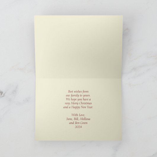 サンタと子犬がクリスマスカードを昼寝に カード (内部)