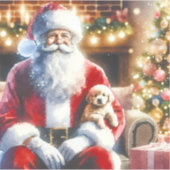 サンタと子犬 |ヴィンテージクリスマス シール (正面)