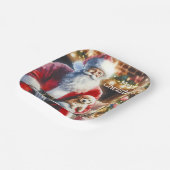 サンタと子犬 |ヴィンテージクリスマス ペーパープレート (傾斜あり)