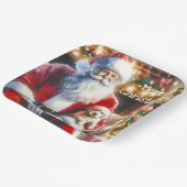 サンタと子犬 |ヴィンテージクリスマス ペーパープレート (傾斜あり)