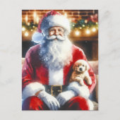 サンタと子犬 |ヴィンテージクリスマス ポストカード (正面)