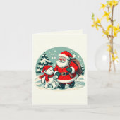 サンタと小さな北極クマ カード (黄色い花)