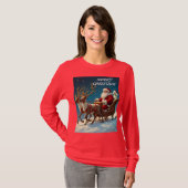 サンタと小さな白い子犬 Tシャツ (正面フル)