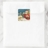 サンタと小さな眠る女の子クリスマスススススクエア スクエアシール (バッグ)