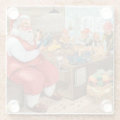 サンタと小人のおもちゃ作り |クリスマス ガラスコースター (裏面)