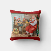 サンタと小人のおもちゃ作り |クリスマス クッション (正面)