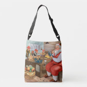 サンタと小人のおもちゃ作り |クリスマス クロスボディバッグ (裏面)