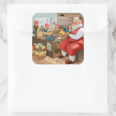 サンタと小人のおもちゃ作り |クリスマス スクエアシール (バッグ)