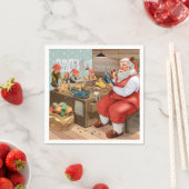 サンタと小人のおもちゃ作り |クリスマス スタンダードカクテルナプキン (インサイチュ)