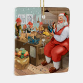 サンタと小人のおもちゃ作り |クリスマス セラミックオーナメント (右)