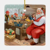 サンタと小人のおもちゃ作り |クリスマス セラミックオーナメント (裏面)