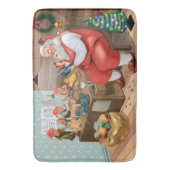 サンタと小人のおもちゃ作り |クリスマス バスマット (正面縦)