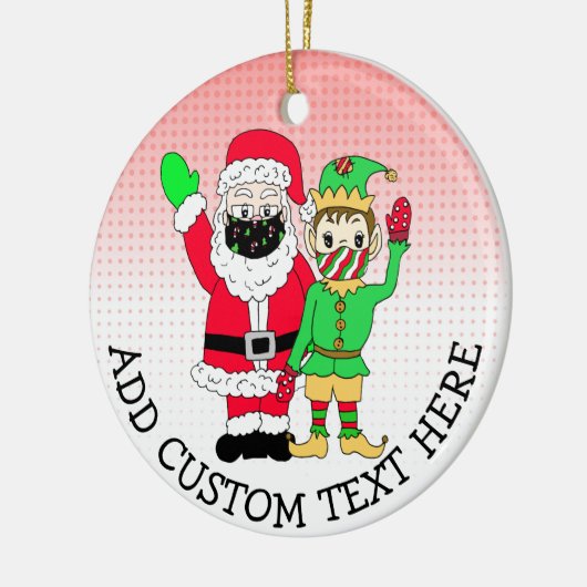 サンタと小人インフェイスマスクカスタム文字 セラミックオーナメント (左)
