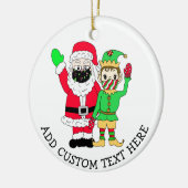 サンタと小人インフェイスマスクカスタム文字 セラミックオーナメント (左)