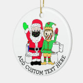 サンタと小人インフェイスマスクカスタム文字 セラミックオーナメント (左)