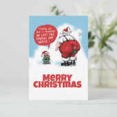 サンタと小妖精や小人おもしろい漫画 サンキューカード (スタンド正面)