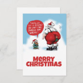 サンタと小妖精や小人おもしろい漫画 サンキューカード (正面/裏面)