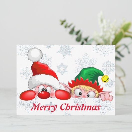 サンタと小妖精や小人かわいいおもしろいとクリスマス漫画チャ 招待状 (スタンド正面)