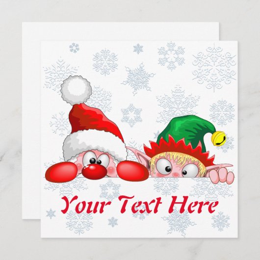 サンタと小妖精や小人かわいいおもしろいキャラクター覗き (正面/裏面)