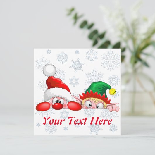 サンタと小妖精や小人かわいいおもしろいキャラクター覗き (スタンド正面)