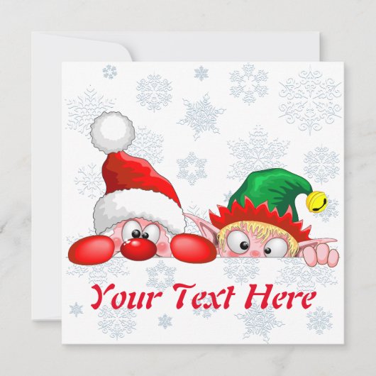 サンタと小妖精や小人かわいいおもしろいキャラクター覗き (正面)