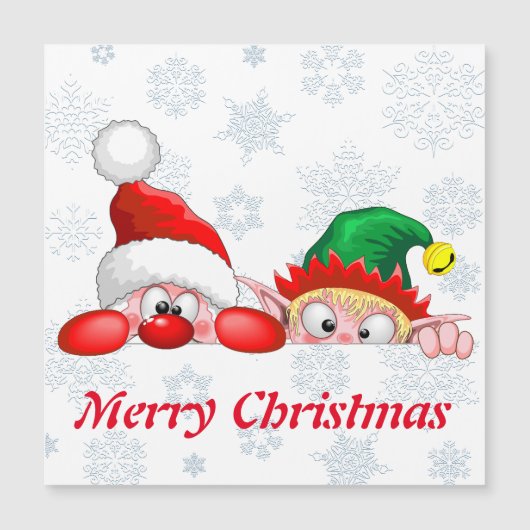 サンタと小妖精や小人かわいいおもしろいキャラクター覗き (正面)