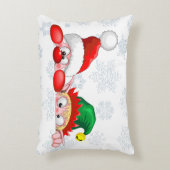 サンタと小妖精や小人かわいいおもしろいキャラクター覗き アクセントクッション (正面(垂直))