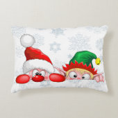 サンタと小妖精や小人かわいいおもしろいキャラクター覗き アクセントクッション (正面)