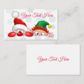 サンタと小妖精や小人かわいいおもしろいキャラクター覗き アドバイスカード (正面/裏面)