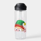 サンタと小妖精や小人かわいいおもしろいキャラクター覗き ウォーターボトル (背面)