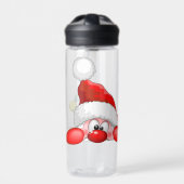 サンタと小妖精や小人かわいいおもしろいキャラクター覗き ウォーターボトル (正面)