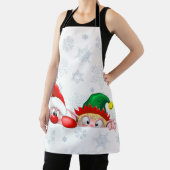 サンタと小妖精や小人かわいいおもしろいキャラクター覗き エプロン (インサイチュ)
