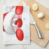 サンタと小妖精や小人かわいいおもしろいキャラクター覗き キッチンタオル (四つ折り)