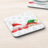 サンタと小妖精や小人かわいいおもしろいキャラクター覗き コースター (左側)