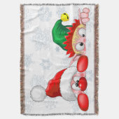 サンタと小妖精や小人かわいいおもしろいキャラクター覗き スローブランケット (正面縦)