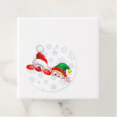 サンタと小妖精や小人かわいいおもしろいキャラクター覗き フェイバータグ (インサイチュ)